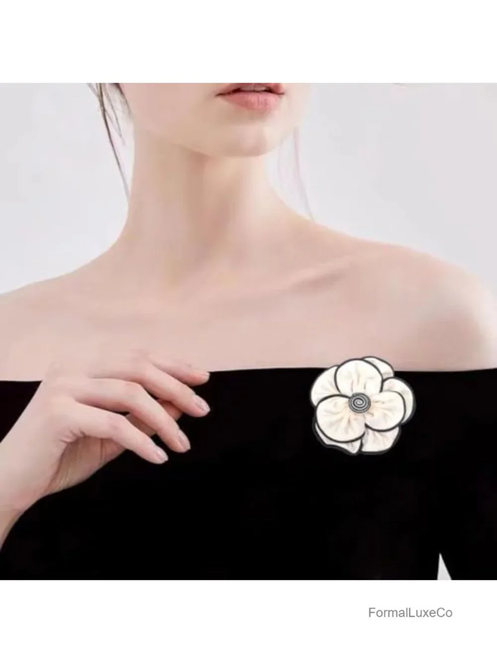 Extra Large Camellia Flower Brooch Satin Fabric Floral Lapel Pin for Women